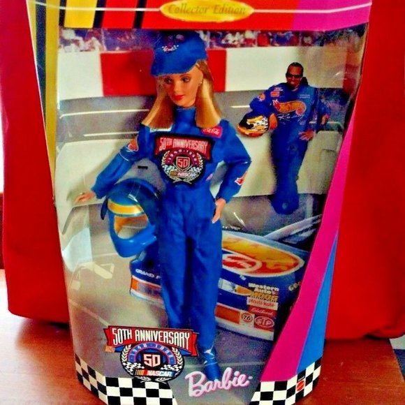 1998🔥🔥BARBIE DOLL NASCAR💥 Mattel 50th Anniversary Edition 🆕 - Picture 1 of 12